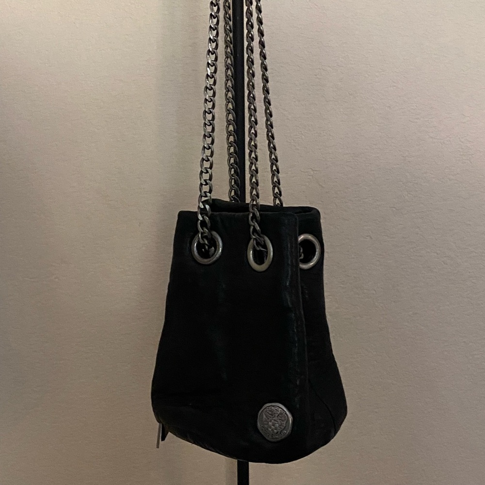 Vince Camuto Black Shoulder Pouch with Chain Straps